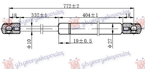 Amortizues (një) për derën e bagazhit (772L-530N)