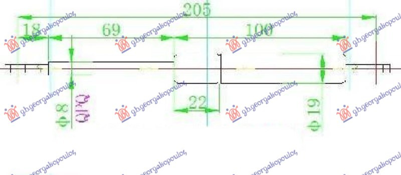 Amortizues (një) për derën e bagazhit (205L-700N)