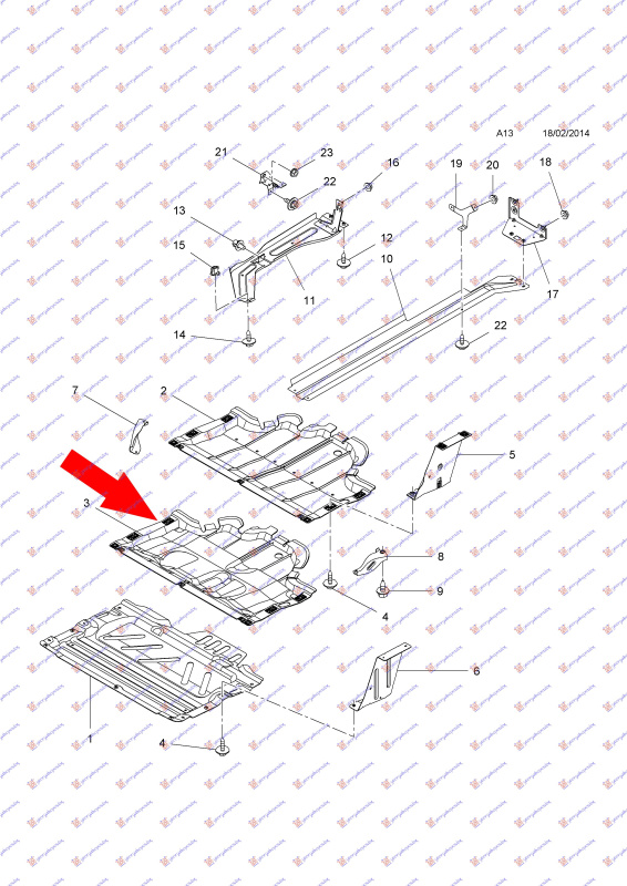 Mbrojtje/kapak nën motor (plastik)