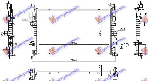 Radiator për motor 1.4 benzinë (marsh manual/automatik) (620x365)
