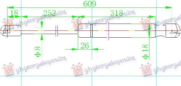 Amortizues (një) për derën e bagazhit 5 dyer (610L-275N)