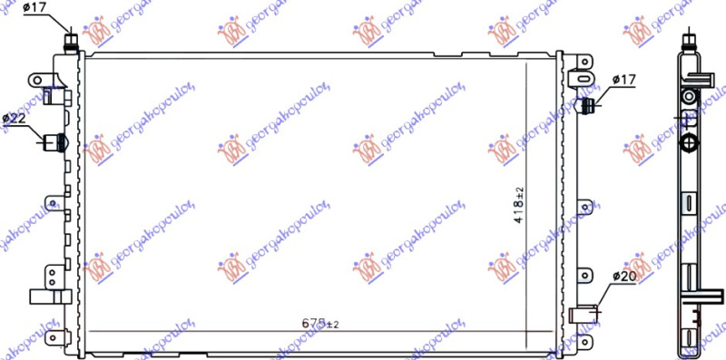 Radiator shtesë për motor hibrid (675x435x16) (KOYO)
