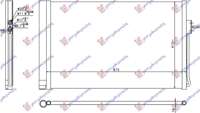 Radiator i kondicionerit hibrid (635x400x16)