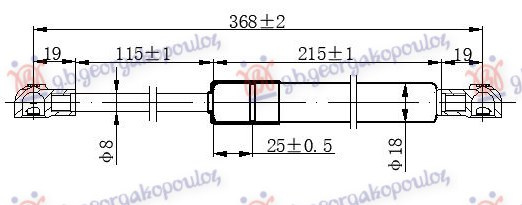 Amortizues (një) për derën e bagazhit (367L-380N)