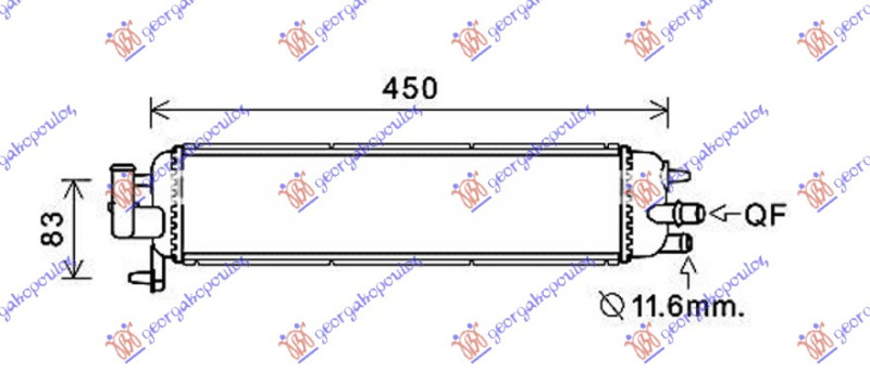 Radiator shtesë për motor 2.0 Hdi hibrid dizel (380x95x26)