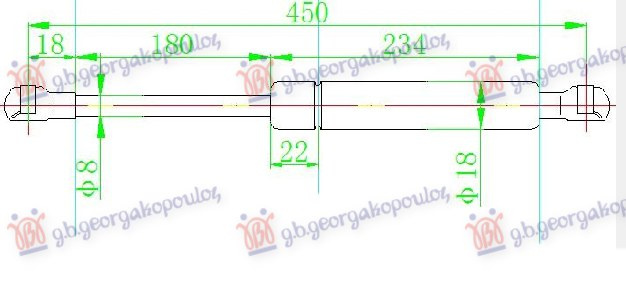 Amortizues (një) për derën e bagazhit (450L-385N)