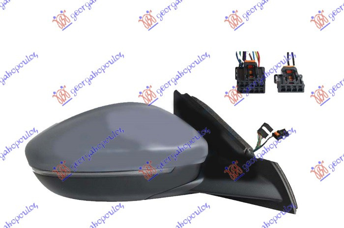 Pasqyrë elektrike me ngrohje (elektrik-me palosje) (gati për ngjyrosje) (me drita pulsuese) LED +Dritë + sensor) (12 pinë) (А cilësi) (xham i lakuar)