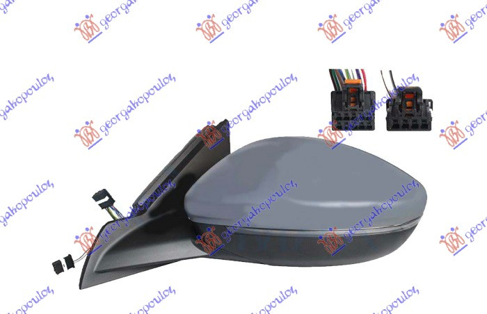 Pasqyrë elektrike me ngrohje (elektrike-me palosje) (gati për ngjyrosje ) (me drita pulsuese) LED + dritë e poshtme  ) me kënd të vdekur ( 12 pinë ) ( A cilësi ) ( xham I lakuar)