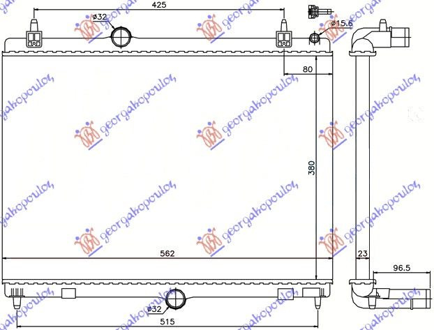 Radiator për motor 1.6 THP-VTI benzinë - 1.6 HDi-2.0 HDi-BlueHDi dizel (marsh manual) (380x560)