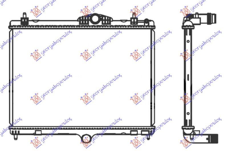 Radiator për motor 1.6 THP benzinë - 1.6 BlueHDi dizel (380x540x26)
