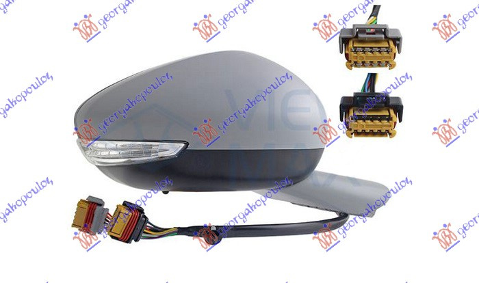 Pasqyrë elektrike me ngrohje (elektrik-me palosje) (gati për ngjyrosje) (me drita pulsuese LED) +Dritë + sensor) 10 hapje/10 pinë + 10 hapje/2 pinë (А cilësi) (xham i lakuar)