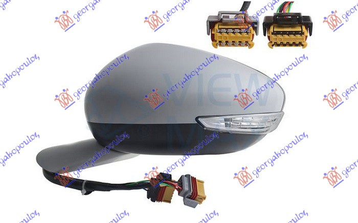 Pasqyrë elektrike me ngrohje (elektrike-me palosje) (gati për ngjyrosje ) (me drita pulsuese LED) + dritë e poshtme ) 10 hapje / 8 pinë + 10 hapje / 2 pinë ( A cilësi) ( xham i lakuar )