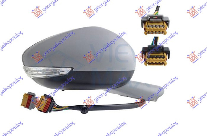 Pasqyrë elektrike me ngrohje (elektrik-me palosje) (gati për ngjyrosje) (me drita pulsuese LED) +Dritë + këndi i vdekur + sensor) 10 hapje/10 pinë + 10 hapje/4 pinë (А cilësi) (xham i lakuar)