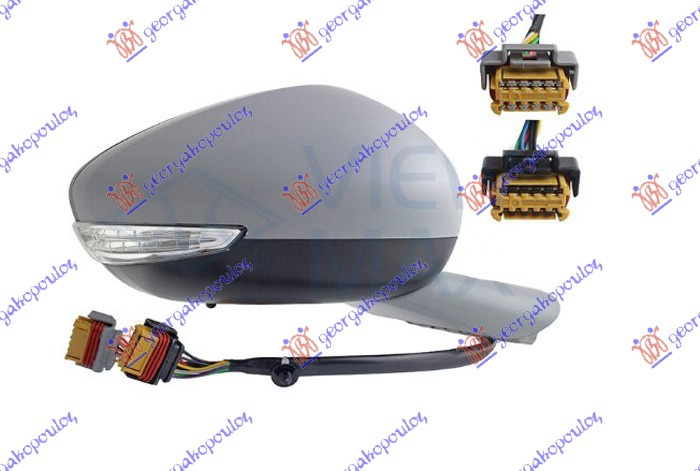 Pasqyrë elektrike me ngrohje (elektrik-me palosje) (gati për ngjyrosje) (memorie) (me drita pulsuese LED) +Dritë + këndi i vdekur + sensor) 10 hapje/10 pinë + 10 hapje 8 pinë (А cilësi) (xham i lakuar)