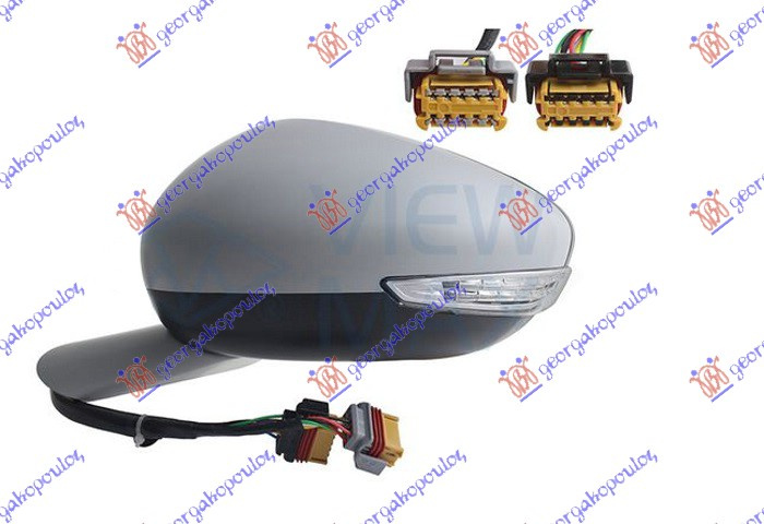 Pasqyrë elektrike me ngrohje (elektrik-me palosje) (gati për ngjyrosje) (memorie) (me drita pulsuese LED) +Dritë + këndi i vdekur) 10 hapje/8 pinë + 10 hapje/8 pinë (А cilësi) (xham i lakuar)