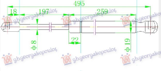 Amortizues (një) për derën e bagazhit (507L-535N)