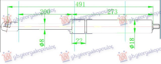 Amortizues (një) për kofano (491L-175N)