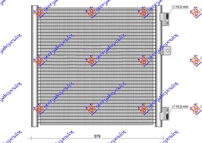 Radiator i kondicionerit 3.8-4.0-4.6 benzinë (379x338x16)