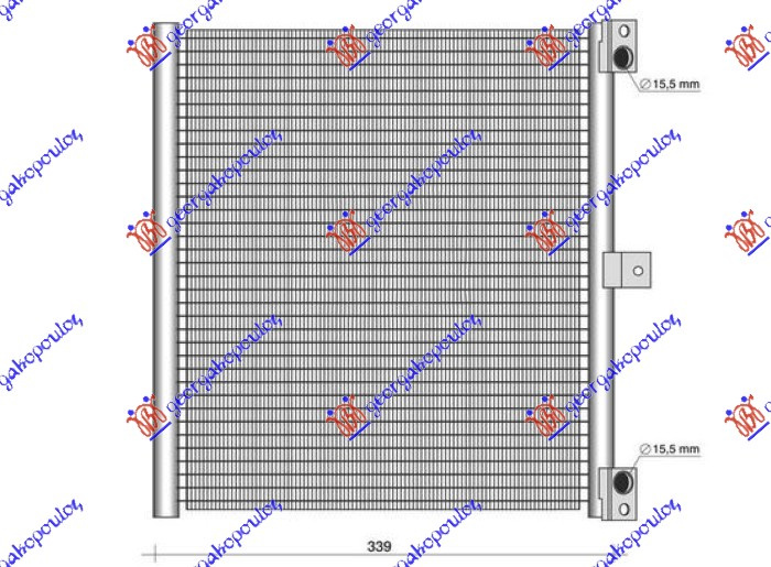 Radiator i kondicionerit 2.7-3.4-3.8 benzinë (339x338x16)