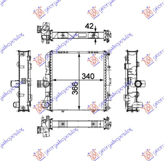 Radiator për motor 2.7-2.9-S 3.2-S 3.4-3.6-3.8-4.0 benzinë (34x36.6x4.2) (MAHLE BEHR PREMIUM LINE)