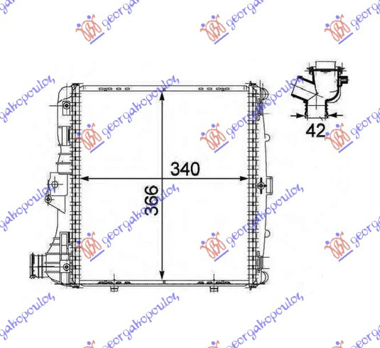 Radiator për motor 2.7-2.9-S 3.2-S 3.4-3.6-3.8-4.0 benzinë (34x36.6x4.2) (MAHLE BEHR PREMIUM LINE)