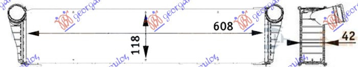 Radiator për motor 2.7-2.9-S 3.2-S 3.4-3.6-3.8-4.0 benzinë . (34x36.6x4.2) CENTRAL (MAHLE BEHR PREMIUM LINE)