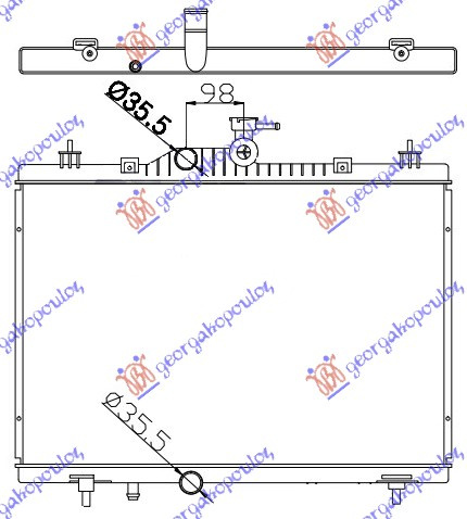 Radiator për motor 2.0DCi-2.5i-16V (me/pa kondicioner) (66x44)