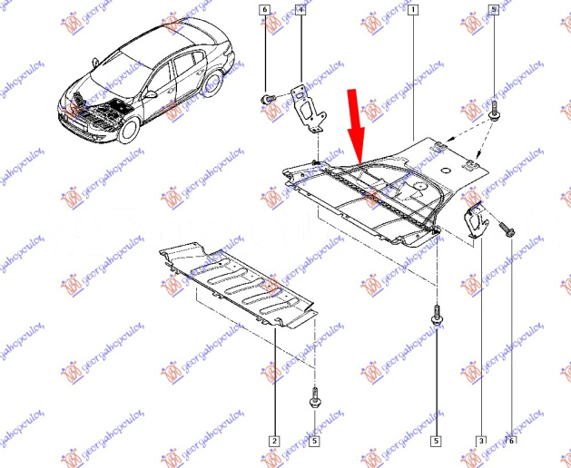 Mbrojtje/kapak nën motor