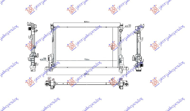 Radiator për motor 2.0 (marsh manual) (750x481x26)