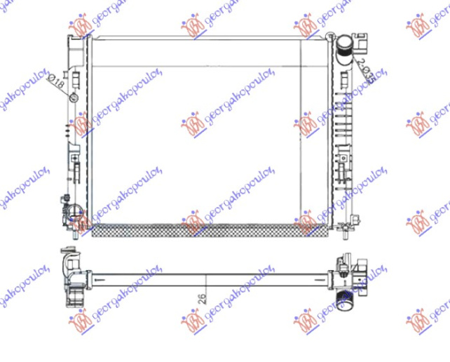 Radiator për motor 1.5 ngjyrë e kaltër DCI Micro hibrid dizel (marsh manual) (510x398)