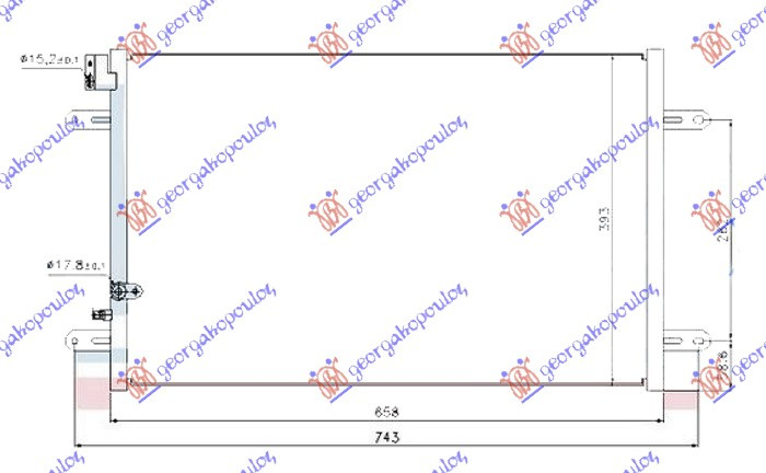 Radiator i kondicionerit 3.0 TFSI-3.2-4.2 FSI-5.2 (S6) benzinë - 2.7-3.0 TDI dizel (658x393x16)