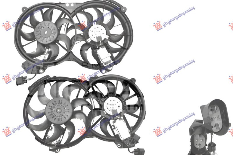 Ventilator për radiatorpër motor komplet komplet (dopio) 2.7-3.0 dizel