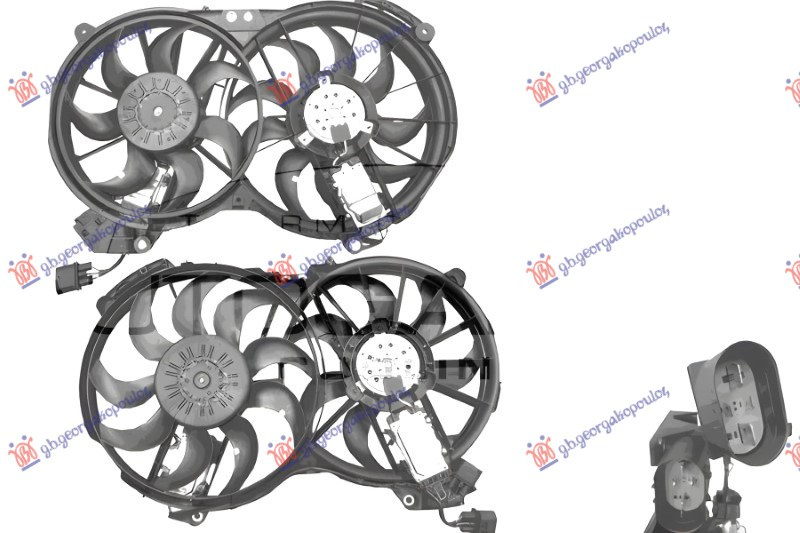 Ventilator për radiatorpër motor komplet komplet (dopio) 2.7-3.0 dizel