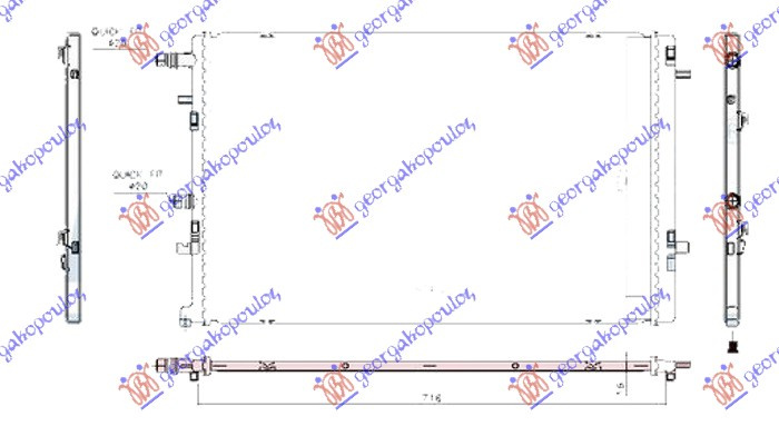 Radiator shtesë për motor 1.7 dCi dizel (675x435x16)