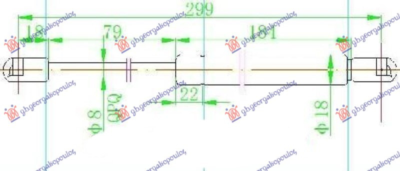 Amortizues (një) për derën e bagazhit (298L-730N)