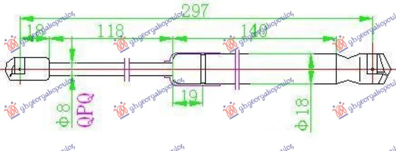Amortizues (një) për derën e bagazhit (299L-670N)