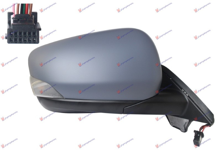 Pasqyrë elektrike me ngrohje (gati për ngjyrosje) (me drita pulsuese) 5w + sensor (9 pinë) (А cilësi) (xham asferik)