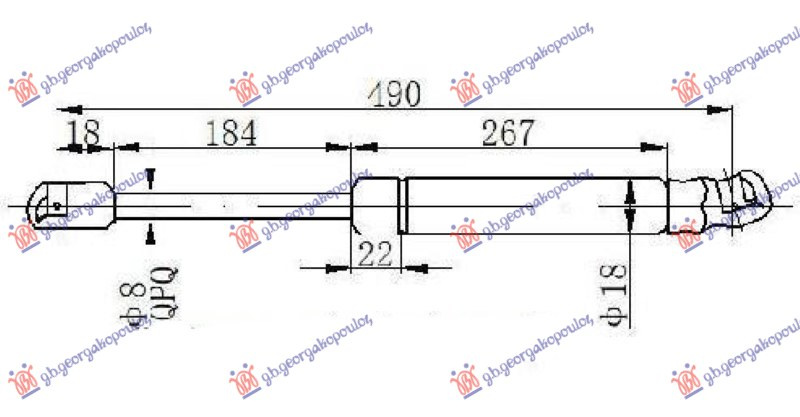 Amortizues (një) për derën e bagazhit karavan (490L-600N)