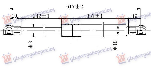 Amortizues (një) për derën e bagazhit (karavan) (617L-510N)