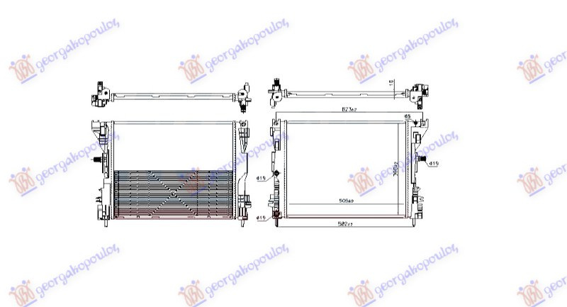 Radiator për motor (elektrik) (505x390x16)