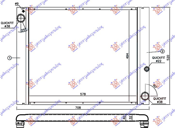 Radiator për motor 3.0 TD dizel (marsh automatik) (570x500) ALL ALLUMINIUM