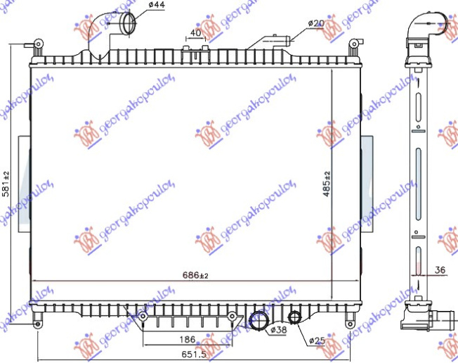 Radiator për motor 4.4 TD dizel (marsh automatik) (485x685)