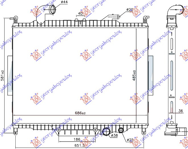 Radiator për motor 4.4 TD dizel (marsh automatik) (485x685)