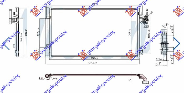 Radiator i kondicionerit 2.0T-L4 benzinë (698x372x12)
