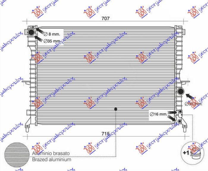 Radiator për motor 2.5 TDI dizel (me/pa kondicioner) (marsh manual/automatik) (98-04) (594x439)