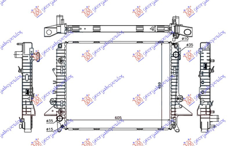 Radiator për motor 2.7 Tdi V6 (marsh manual/automatik) dizel (605x500x40)