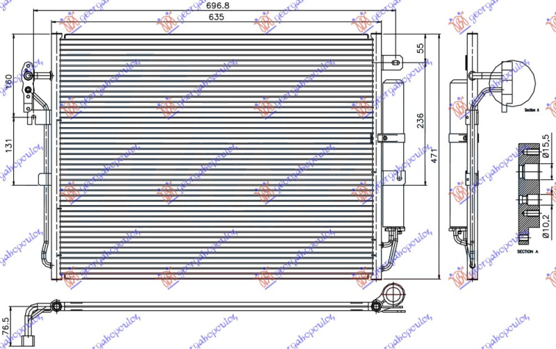 Radiator i kondicionerit 2.7 TD dizel (473x636x16)