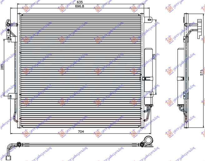 Radiator i kondicionerit 4.0 V6/4.4 V8 benzinë (635x571x16)