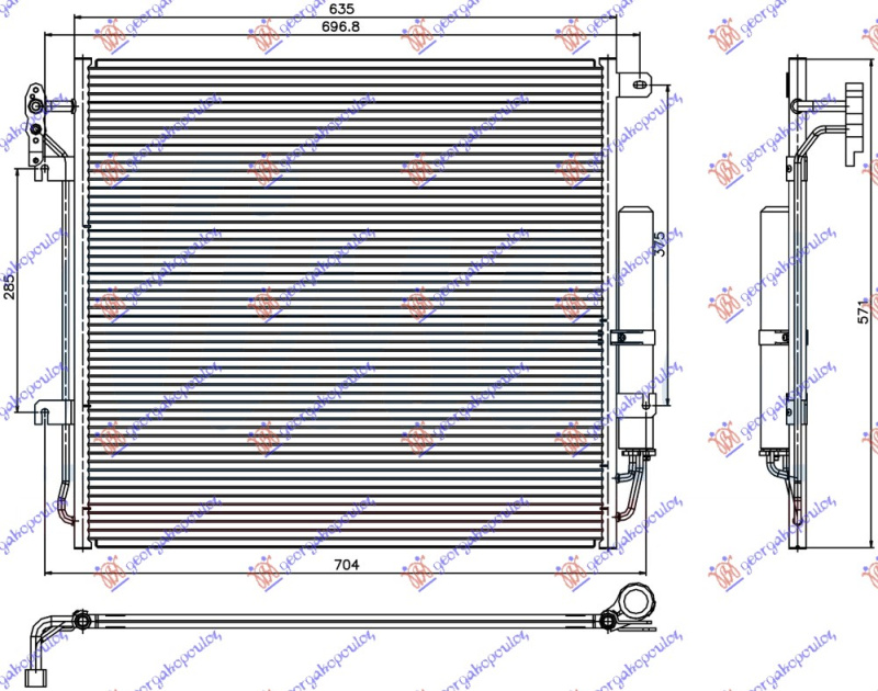 Radiator i kondicionerit 4.0 V6/4.4 V8 benzinë (635x571x16)