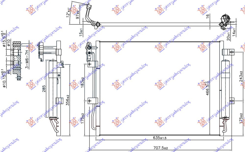 Radiator i kondicionerit 3.0/3.6 TD dizel 10- (635x466x16)